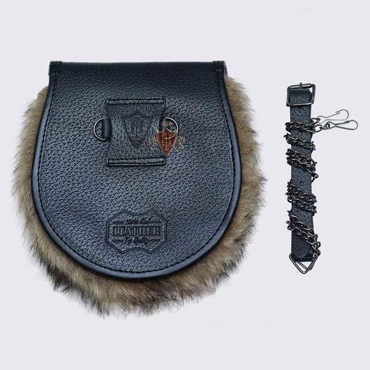 Scottish Kilt Semi Dress Fox Fur Sporran 100% Genuine Leather Sporran