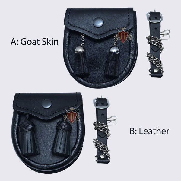 A Goat Skin B Leather Baby Sporran S size
