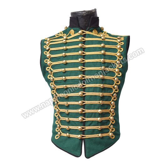 Green Military Parade Vest Black Piping with Golden Braid