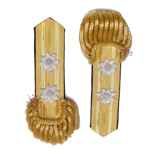 Shoulder/Epaulette Gold Wire Braid Bullion with Fringes & 2 Silver Stars