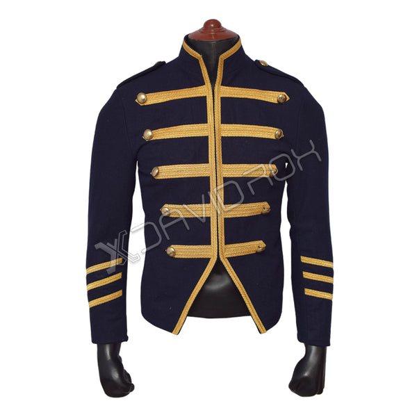 Hussar Medium Blue Wool And Gold Braid Military Jacket