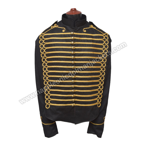 Hussar Military Jacket Main Body Black with Gold Braid