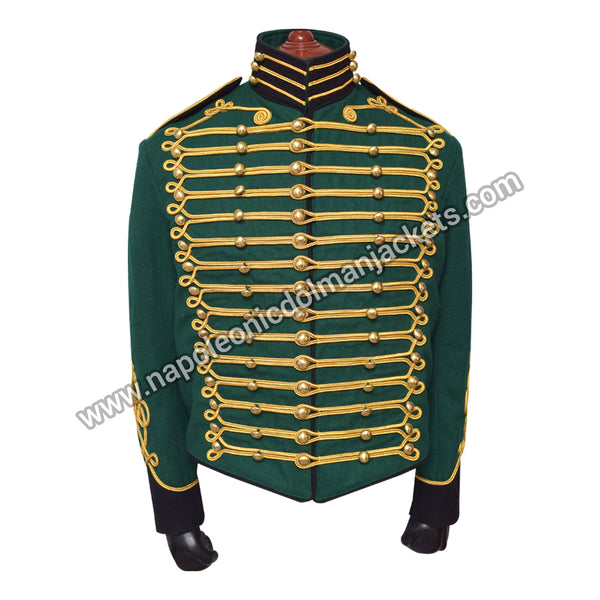 Steampunk Military Jacket in Bottle Green Wool Vintage Fantasy Style