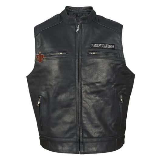 Harley Davidson Men's Leather Vest Biker Cafe Racer Motorcycle Genuine Leather Vest