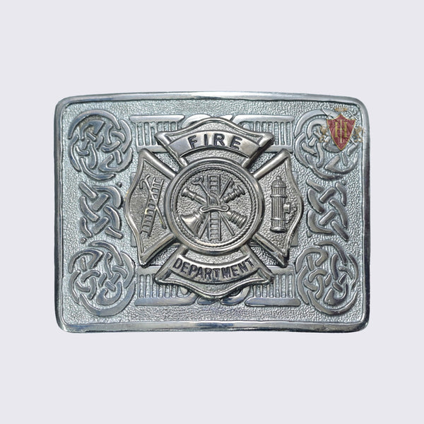 Scottish Shiny Antique Celtic Design Buckle With Fire Department Badge