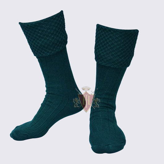 Diamond Cuff Men Green Scottish Highland Wear Kilt Hose Socks