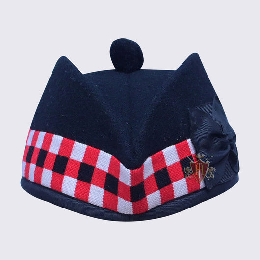 Black Glengarry Hat with Red Black and White dicing