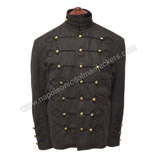 1950 Slate and Black Charcoal Wool Military Band Jacket