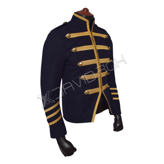 Hussar Medium Blue Wool And Gold Braid Military Jacket