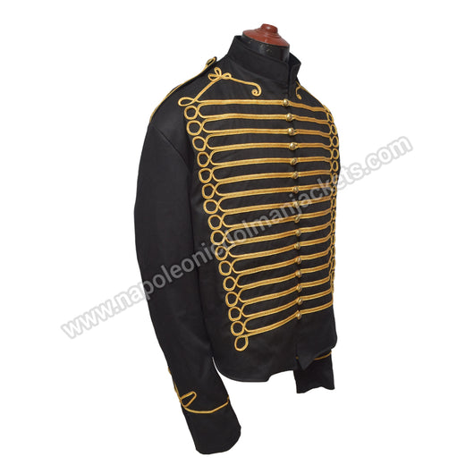 Hussar Military Jacket Main Body Black with Gold Braid