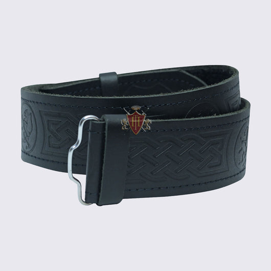 Rampart lion Belt with Scottish Celtic Embossed real leather belt