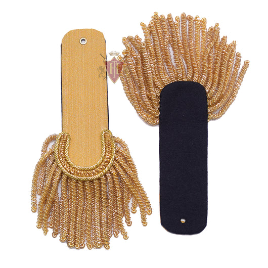 Shoulder Epaulettes Brass Bullion Board with Heavy Gold Fringe