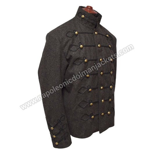 1950 Slate and Black Charcoal Wool Military Band Jacket