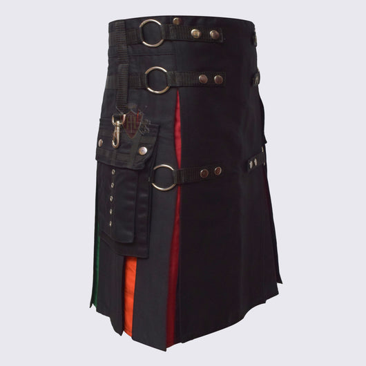 Rainbow Utility Kilt in Black A Bold Expression of Style and Function