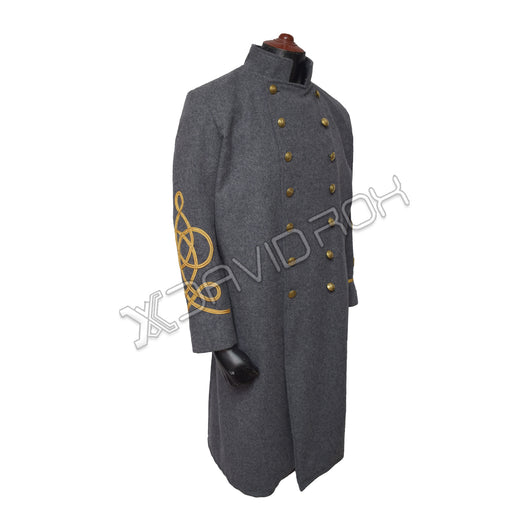 Officer’s Double-Breasted CS Frock Coat Light Gray Wool Civil War Reproduction