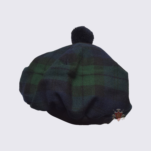 Scottish Tam O' Shanter Hat in Traditional Black Watch Tartan