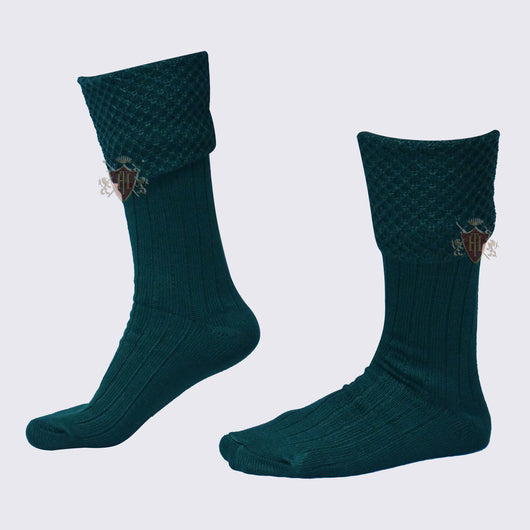 Diamond Cuff Men Green Scottish Highland Wear Kilt Hose Socks