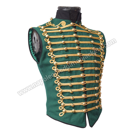 Green Military Parade Vest Black Piping with Golden Braid