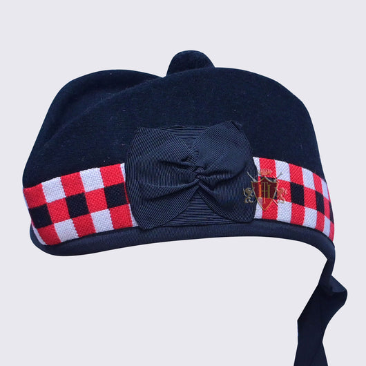 Black Glengarry Hat with Red Black and White dicing