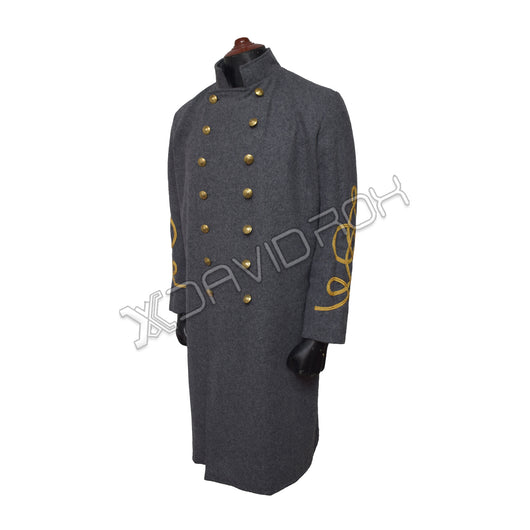 Officer’s Double-Breasted CS Frock Coat Light Gray Wool Civil War Reproduction