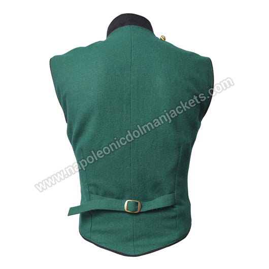 Green Military Parade Vest Black Piping with Golden Braid