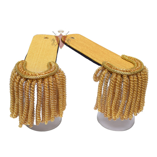 Shoulder Epaulettes Brass Bullion Board with Heavy Gold Fringe