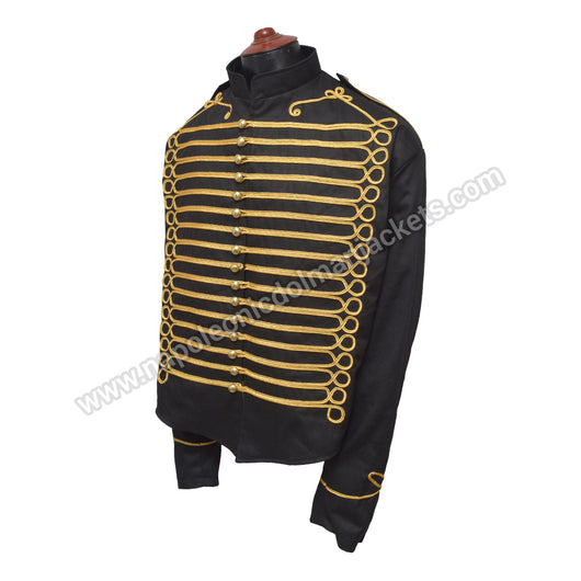 Hussar Military Jacket Main Body Black with Gold Braid