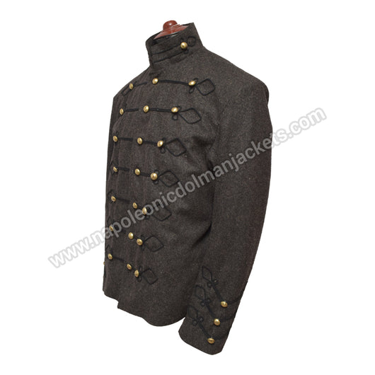 1950 Slate and Black Charcoal Wool Military Band Jacket