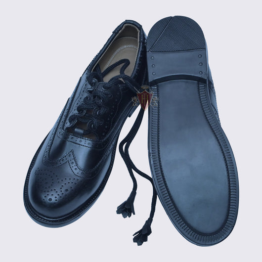 Scottish Ghillie Brogues Black Leather Kilt Shoes