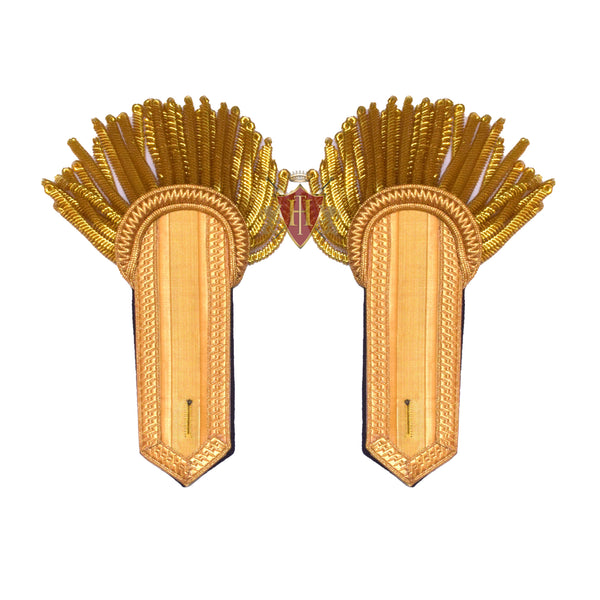 Shoulder Epaulettes Brass Bullion Board with Heavy Gold Fringe