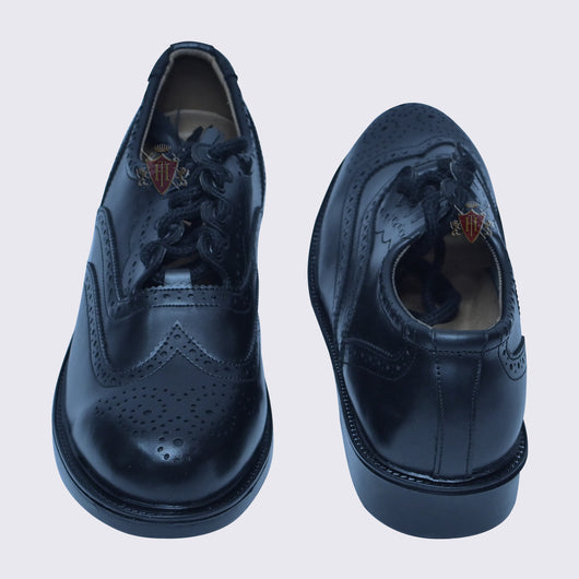 Scottish Ghillie Brogues Black Leather Kilt Shoes