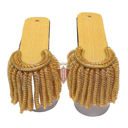 Shoulder Epaulettes Brass Bullion Board with Heavy Gold Fringe