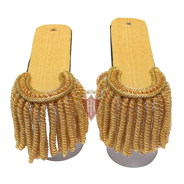 Shoulder Epaulettes Brass Bullion Board with Heavy Gold Fringe