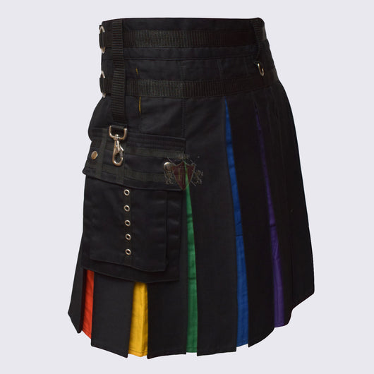 Rainbow Utility Kilt in Black A Bold Expression of Style and Function