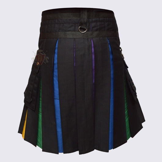 Rainbow Utility Kilt in Black A Bold Expression of Style and Function