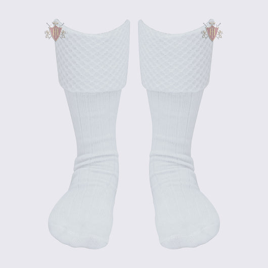 Diamond Cuff Men White Scottish Highland Wear Kilt Hose Socks