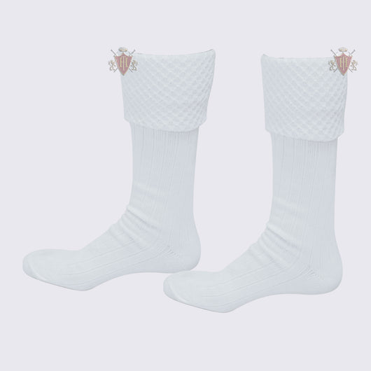 Diamond Cuff Men White Scottish Highland Wear Kilt Hose Socks