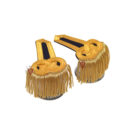 Gold and Black Bullion Shoulder Epaulettes with Fringe - Gold Marching Band Board