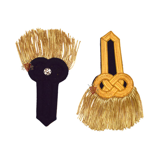 Gold and Black Bullion Shoulder Epaulettes with Fringe - Gold Marching Band Board