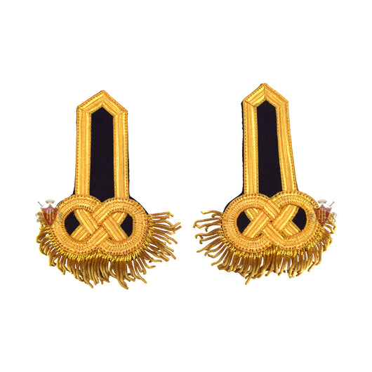 Gold and Black Bullion Shoulder Epaulettes with Fringe - Gold Marching Band Board