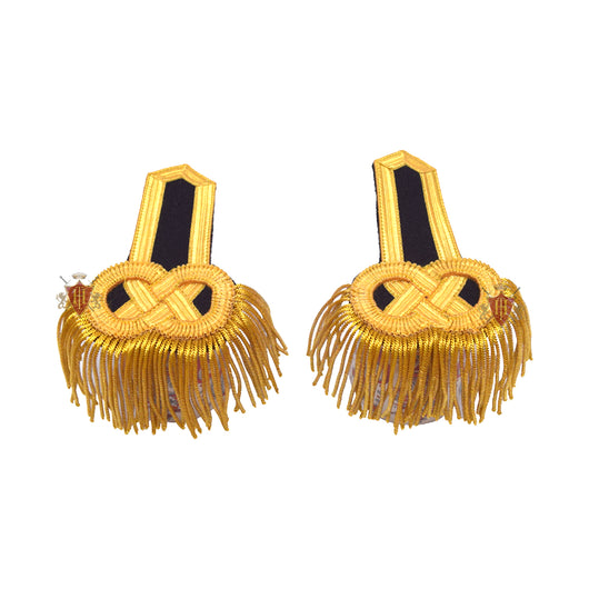 Gold and Black Bullion Shoulder Epaulettes with Fringe - Gold Marching Band Board